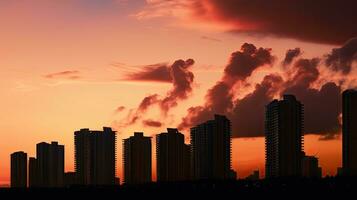 Condo skyscrapers in Sunny Isles Beach Florida isolated against colorful summer sunset sky photo