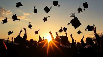 Felicidades a el exitoso Universidad graduados durante el graduación ceremonia foto