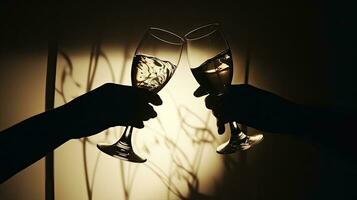 people toasting with champagne glasses in shadow photo