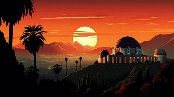 Griffith Observatory sunset in LA photo