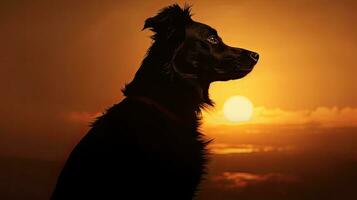 Silhouette of a dog animal portrait during sunset photo