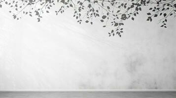 Artistic black and white pattern of leaf shadows on a white wall photo