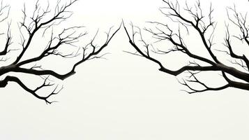 Silhouette of a tree branch on white background photo