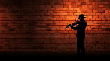 Brick wall backdrop for violinist s silhouette photo