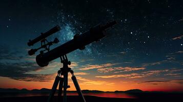 Twilight sky astronomy telescope silhouette photo