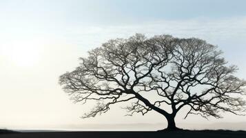 Winter s day in Essex silhouette of a bare Oak tree photo