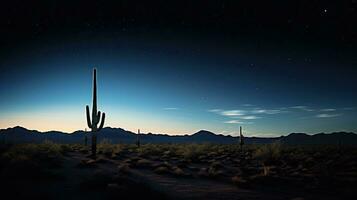 de luna silueta de un saguaro cactus en el Desierto paisaje foto