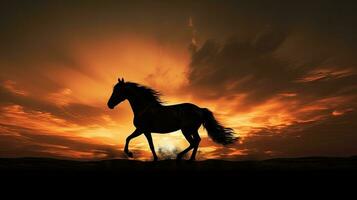 Dawn s silhouette of a horse photo