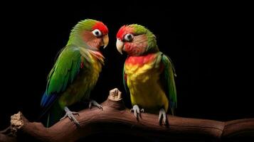Intelligent colorful dwarf parrots that are sociable in portrait photo