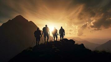 Leadership Concept Team s mountain silhouette photo