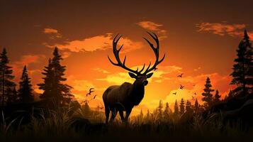 Dark outline of a bugling Bull Elk during dusk photo