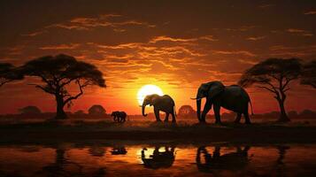 Elephants in the scenery photo