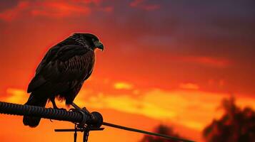 Famous Chumphorn attraction hawk silhouette in colorful sunset sky photo