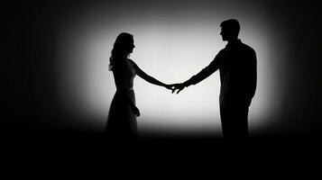 Silhouetted couple s hands monochrome with vignette photo