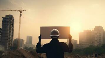 Surveying and inspecting by a civil engineer examining the construction site photo