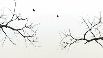 Tree branches in silhouette on a white backdrop photo