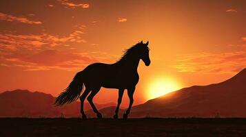 Dawn s silhouette of a horse photo