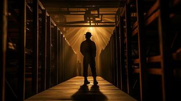 Toy worker silhouette in a tunnel captures professional challenge photo