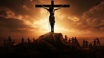 Crucified Jesus silhouette photo