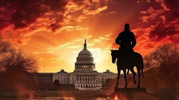 Silhouette of Ulysses S Grant Memorial near US Capitol in Washington D C photo