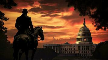 Silhouette of Ulysses S Grant Memorial near US Capitol in Washington D C photo