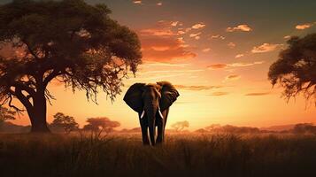 Wild elephant silhouette photo