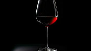 Silhouette of a wine glass on a black background photo