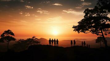 Pha Nok Aen Phukradueng Thailand welcomes tourists in the morning creating silhouettes photo