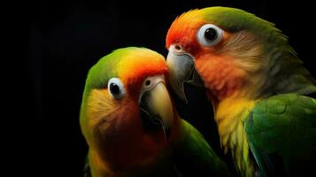 Intelligent colorful dwarf parrots that are sociable in portrait photo