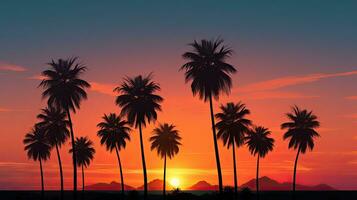 Silhouetted Asian palm tree during sunset photo