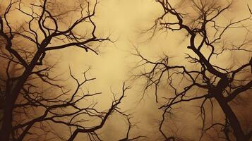 Sepia toned bare tree branches photo