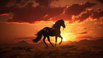 Horse silhouette during sunset photo