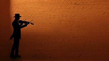 Brick wall backdrop for violinist s silhouette photo