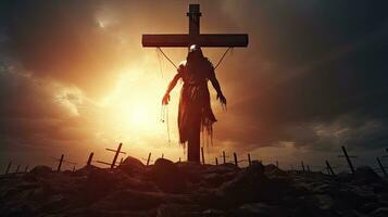 Crucified Jesus silhouette photo