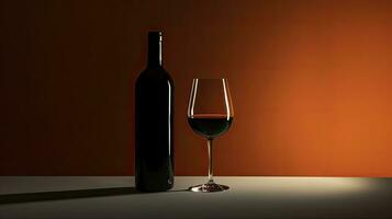 Black and white silhouette of a wine glass and bottle in a close up studio shot photo