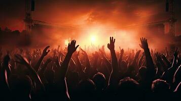 Audience s hands up at a music concert photo