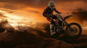 motocicleta corredor en arena foto
