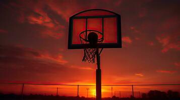 ideal fondo de pantalla con silueta de ajuste Dom en baloncesto aro foto