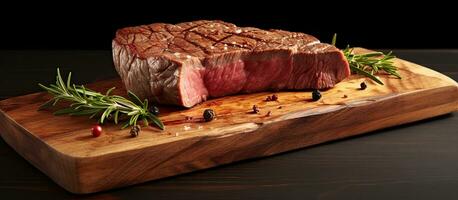 Rump steak on board photo