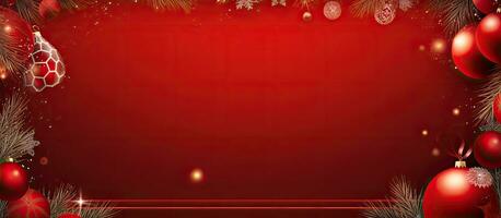 Red background with Christmas frame photo