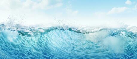 Underwater blue ocean waves in a wide sandy pool photo