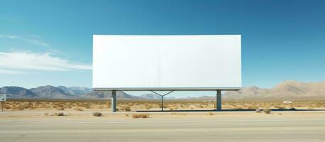 Empty billboard on a sunlit highway for ads photo