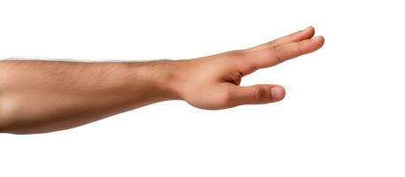 Hand of man isolated on white background with clipping path photo