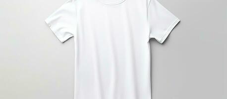 Front view of a blank white T shirt used as a design template and isolated on a white background photo