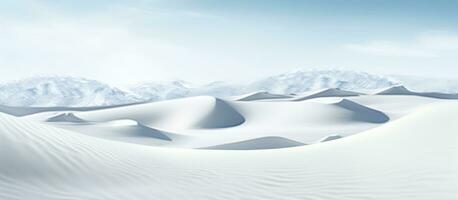 Snowy field with hills and smooth surface on isolated white background photo