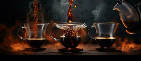 Brewing dark coffee in dim light photo