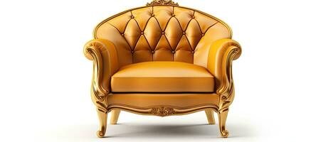 3D rendering of a gold baroque armchair isolated on white background photo