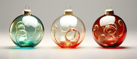 Three glass Christmas ornaments photo