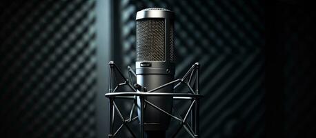 Condenser microphone on foam background photo