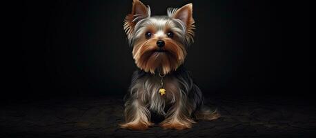 Gorgeous Yorkshire terrier seated photo